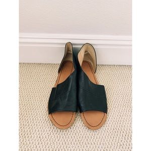 Black leather open toe sandals